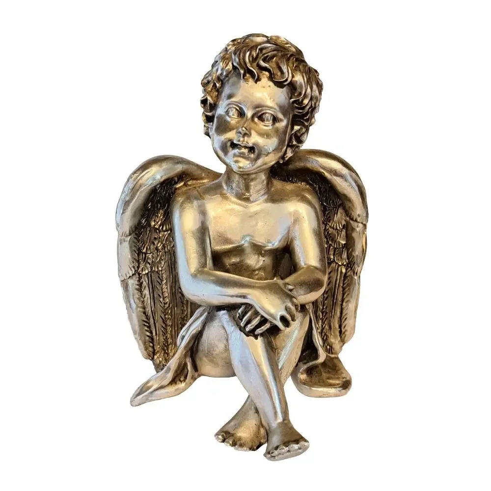 Vintage Noble Art Angel Silver Tone Tall Candle Holder 5 Inch